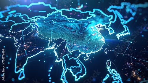 Digital map of China, concept of global network and connectivity