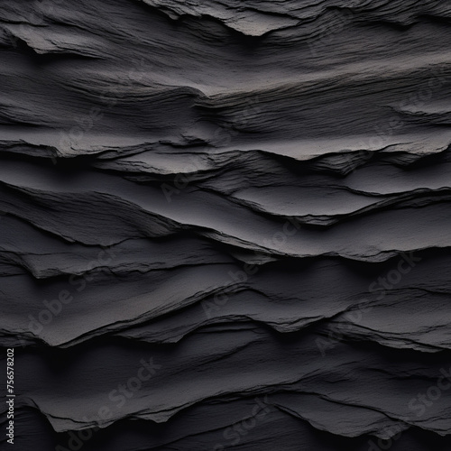 Closeup black stone texture background, realistic layered charcoal, rough surface, carbon materials, abstract photo, nature wallpaper © Anchalee