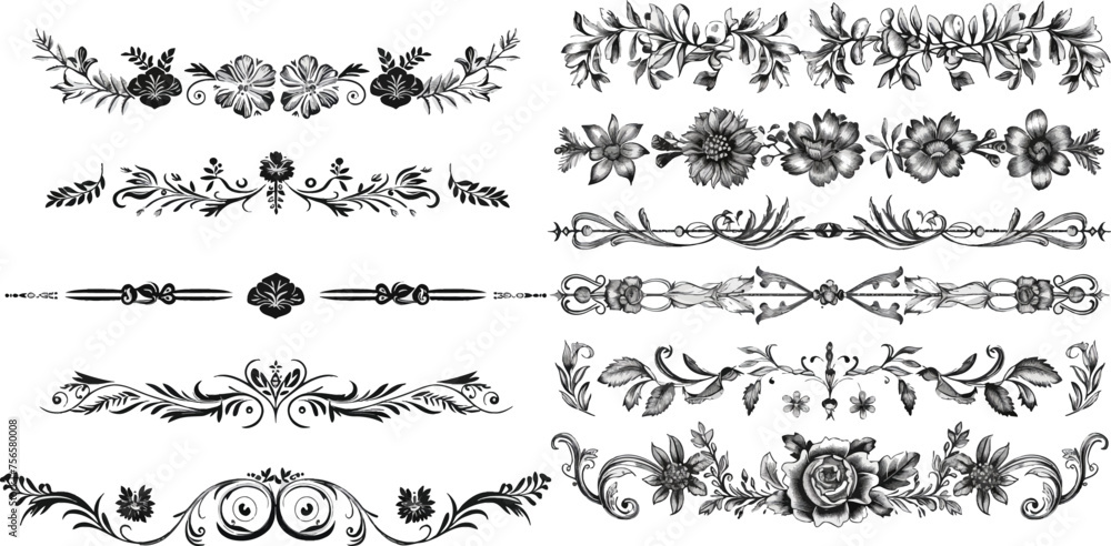 The set of hand drawn vector dividers The set of hand drawn vector dividers