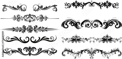 Vector set of calligraphic dividers