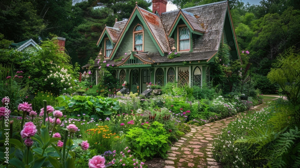 Garden greeen house Generative AI