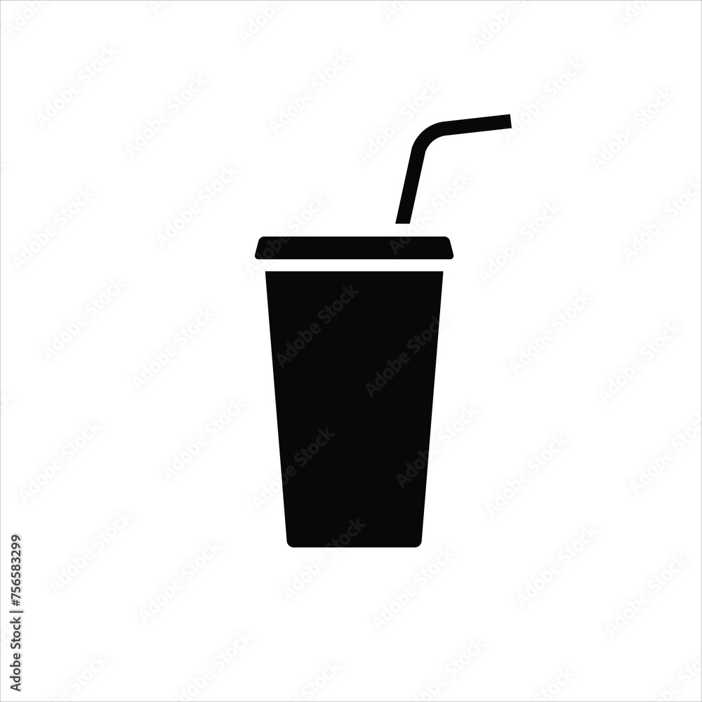 Soft drink cup with straw vector simple flat icon isolated on white background. Element for movie, cinema concept. Icon for web design. Soft drink cup with straw vector simple flat icon isolated on white background. Element for movie, cinema concept. Icon for web design.