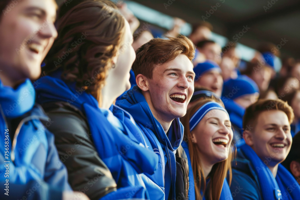 Scottish football soccer fans in a stadium supporting the national team, Bravehearts
Scottish football soccer fans in a stadium supporting the national team, Bravehearts