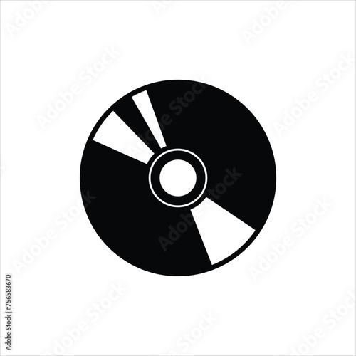 Compact disc, DVD flat vector silhouette icon isolated on white background. Element for movie, cinema, film concept. Icon for web design.