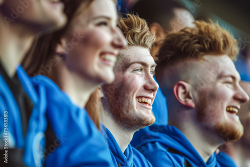 Scottish football soccer fans in a stadium supporting the national team, Bravehearts  © PixelGallery