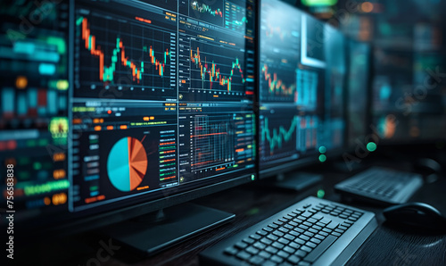 Wallpaper Mural Financial data document graph chart report statistic marketing research development planning management strategy analysis accounting. Financial business technology hologram concept Torontodigital.ca