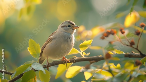 A sparrow on a tree branch © frimufilms