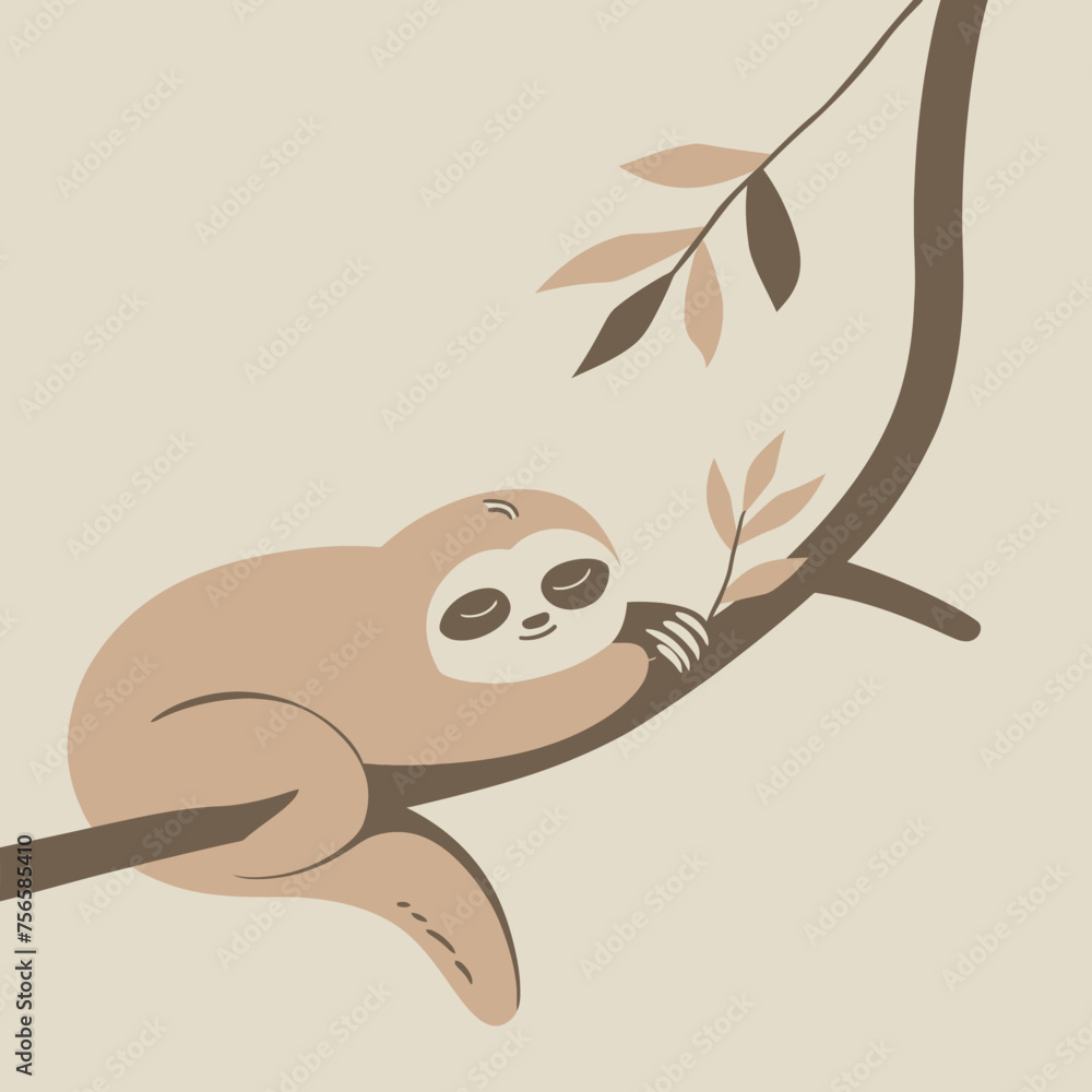 Obraz premium a slotty sitting on a tree branch with its eyes closed