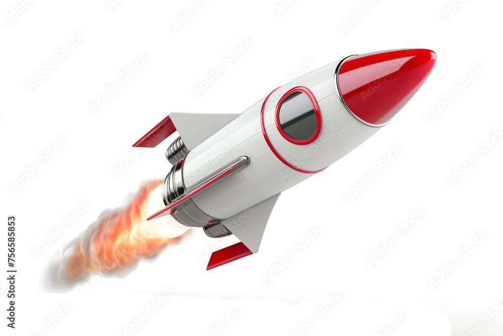 3d space rocket launch isolated on white background. Speed, start up. 3d space rocket launch isolated on white background. Speed, start up.