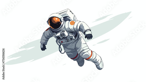 Astronaut fly white background isolated. Spaceman 