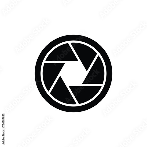 Camera lens flat vector silhouette icon isolated on white background. Element for movie, cinema, film concept. Icon for web design.
