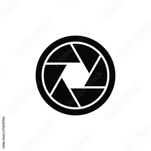Camera lens flat vector silhouette icon isolated on white background. Element for movie, cinema, film concept. Icon for web design.