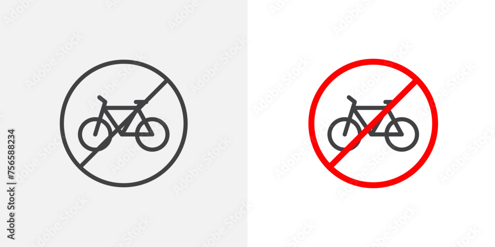 No Bicycle Sign Isolated Line Icon Style Design. Simple Vector Illustration No Bicycle Sign Isolated Line Icon Style Design. Simple Vector Illustration