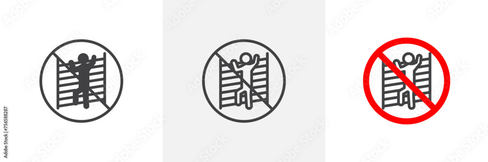 No Climbing Allowed Sign Isolated Line Icon Style Design. Simple Vector Illustration No Climbing Allowed Sign Isolated Line Icon Style Design. Simple Vector Illustration