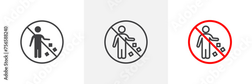 Do Not Litter Sign Isolated Line Icon Style Design. Simple Vector Illustration