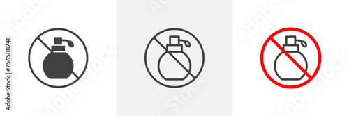 Forbidden Perfume Sign Isolated Line Icon Style Design. Simple Vector Illustration