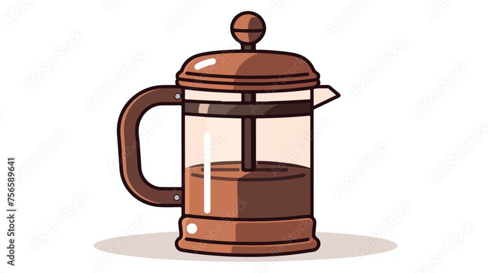 Brown outline of an old coffee pot on a white background