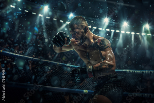 mma fighter oktagon boxer, a male fighter at a competition