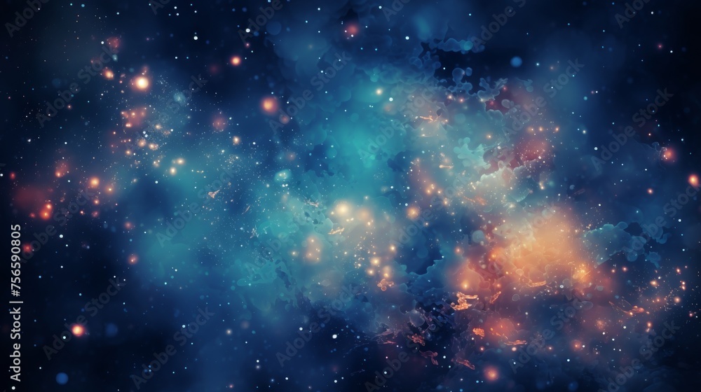 Neon galaxy with nebulous clouds and star clusters - ideal for space and sci-fi themes Neon galaxy with nebulous clouds and star clusters - ideal for space and sci-fi themes