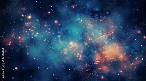Neon galaxy with nebulous clouds and star clusters - ideal for space and sci-fi themes