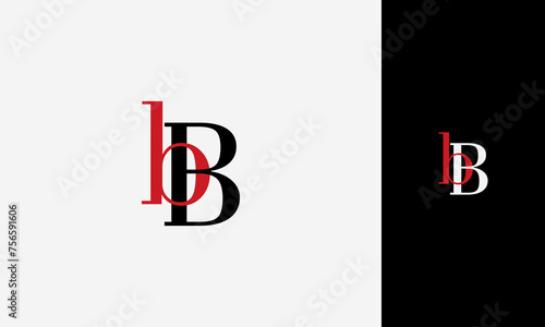 initial letter bB or Bb red and black lowercase joined uppercase,logo vektor design