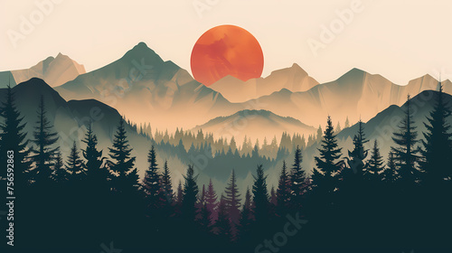 minimalist wallpaper landscape  retro vintage