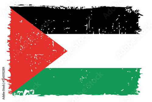 Palestine flag - vector flag with stylish scratch effect and white grunge frame.