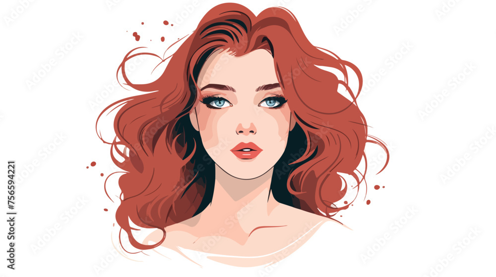 Hand drawn Beautiful face of young woman isolated 