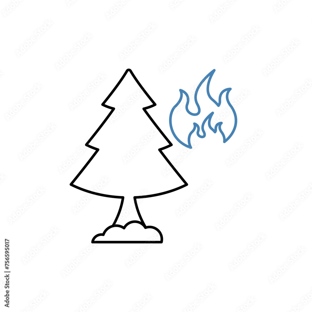 Fototapeta premium forest fire concept line icon. Simple element illustration. forest fire concept outline symbol design.