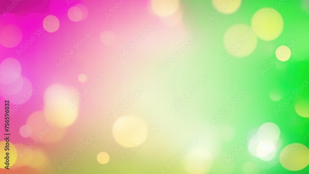 Abstract blur bokeh banner background. Gold bokeh on defocused Pink and Green background