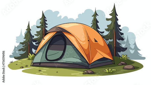 Hiking and trekking camp tent for rest. Vector