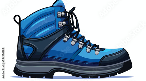Hiking boot spike icon blue vector isolated on white