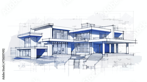 House technical draw blueprint. architectural projec