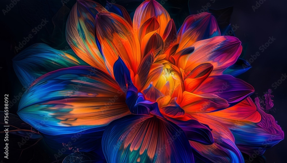 A colorful flower with an explosion of colors and shapes Generative AI