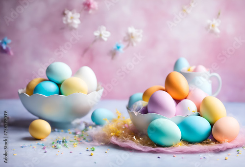Easter pastel colored eggs