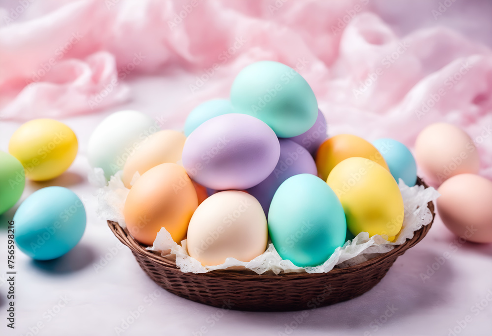 Colorful painted easter eggs