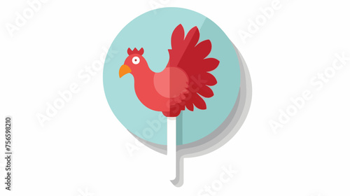 Icicle cockerel on a stick icon. Lollipop flat vector