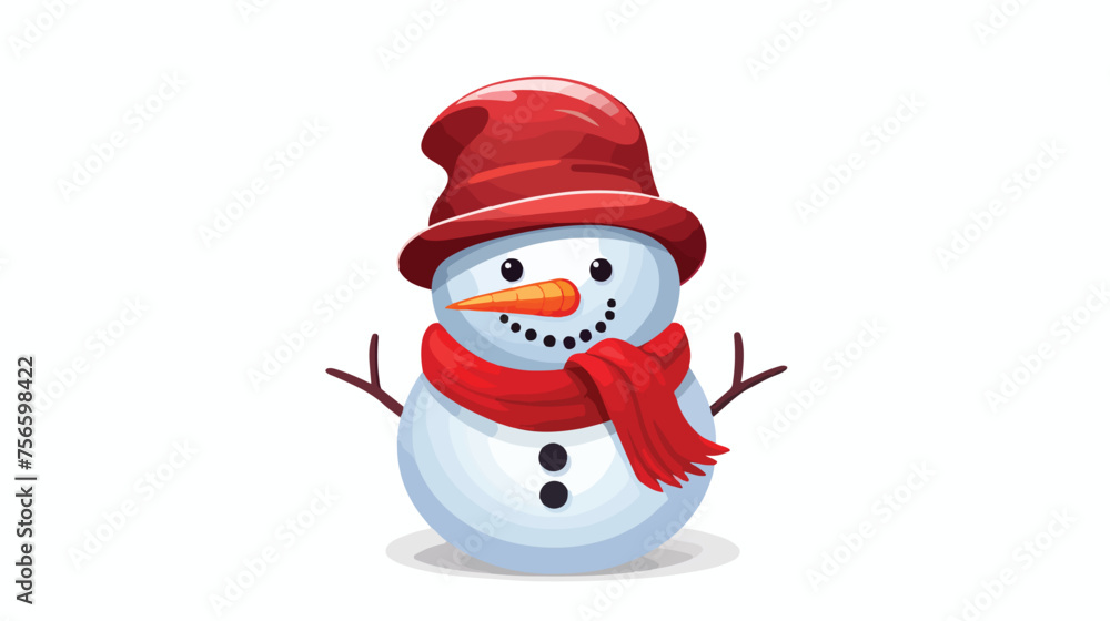 Icon jolly snowman in cap for computer game flat vector