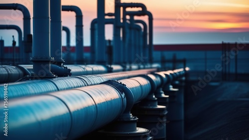 Gas pipes for the oil industry. a clean pipeline for renewable energy production. pipeline for gas or oil, pure hydrogen gas for the production of environmentally friendly electricity.