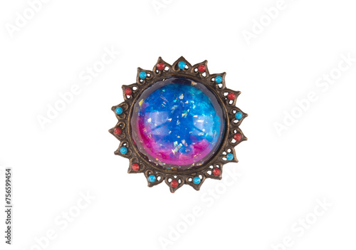 vintage jewelry star brooch isolated on white background
