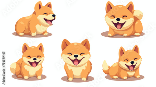 Illustration of a dog. Funny kawaii shiba inu. Happy