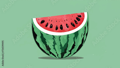Flat Design Vector Illustration of a Watermelon