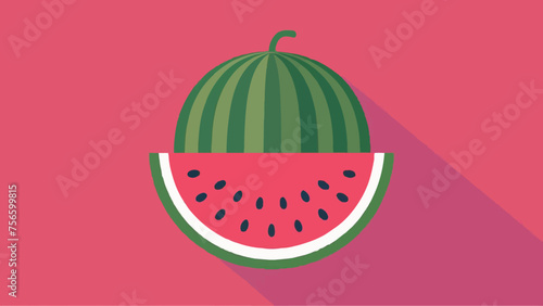 Flat Design Vector Illustration of a Watermelon