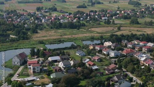 Beautiful Panorama Pond Housing Estate Lubaczow Aerial View Poland photo