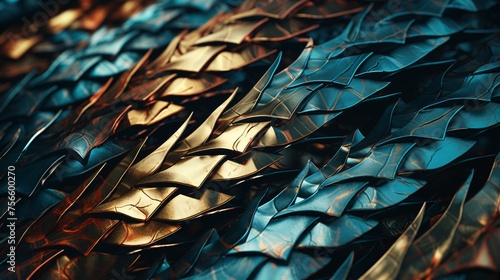 Abstract background highlights flake motif. Sleek metal blades complement.