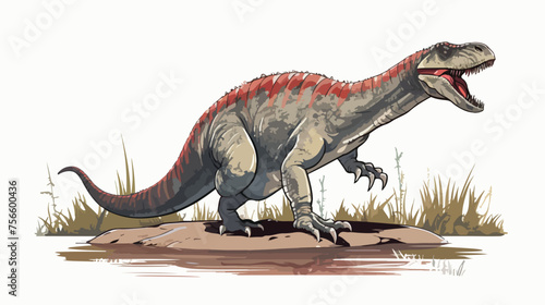 Illustration of the hunting spinosaurus flat vector