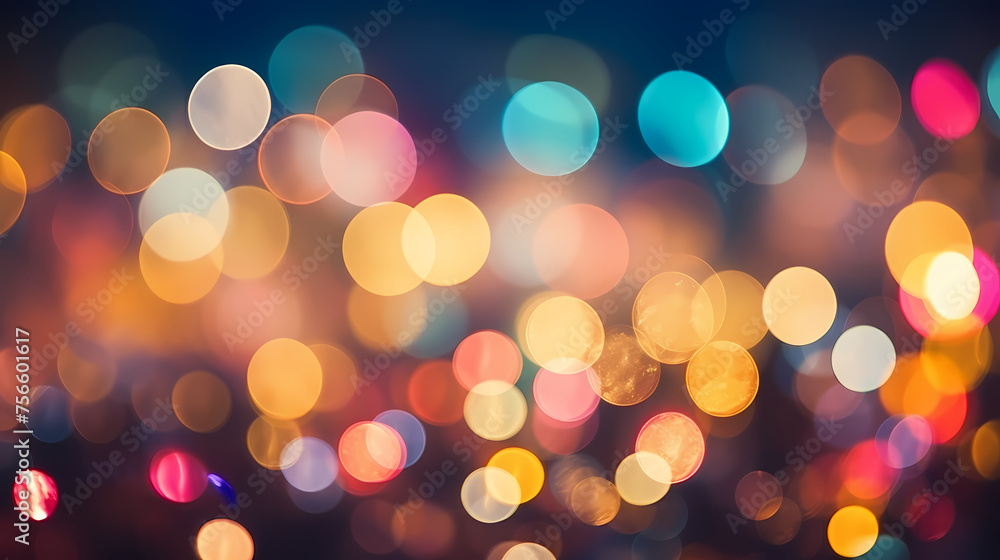 Holiday themed illustration with colorful bokeh lights Holiday themed illustration with colorful bokeh lights