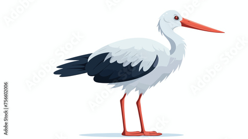 Isolated cute stork icon flat vector 