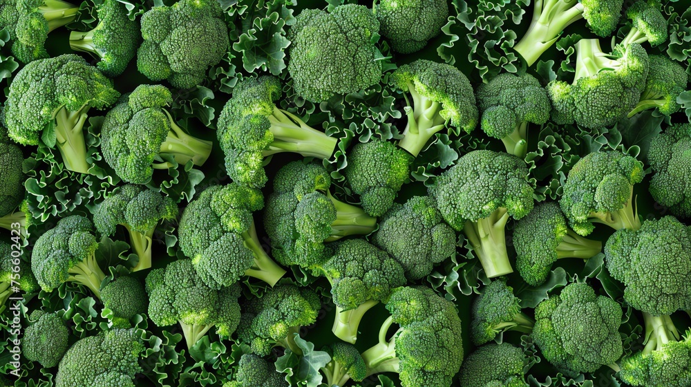fresh and healthy green broccoli vegetable background - obrazy, fototapety, plakaty 