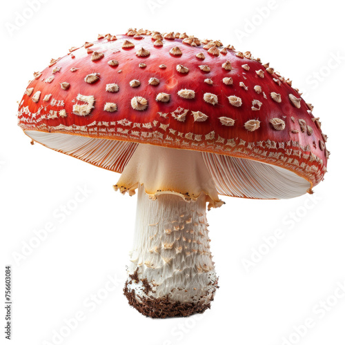 Close Up of Red Mushroom On a Transparent Background PNG